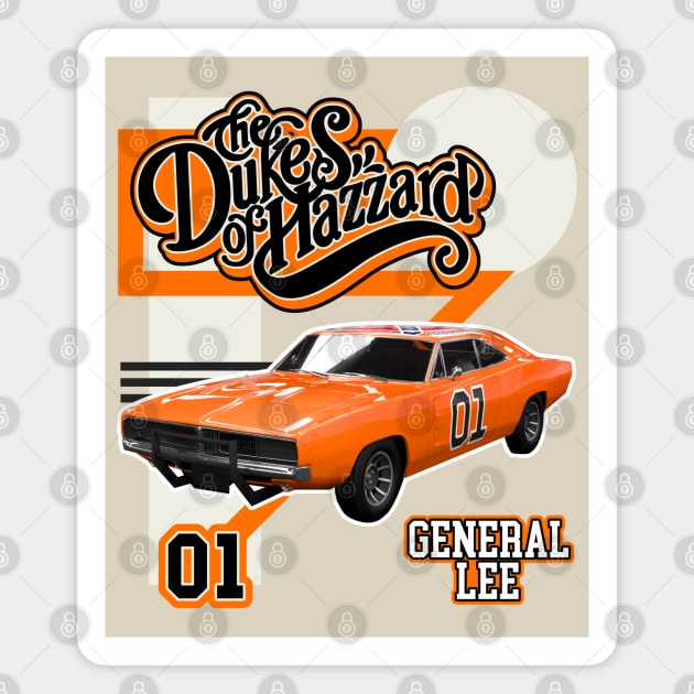 Retro Style General Lee Hazzard Racing Design Magnet by darklordpug